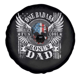 Funny One Badass Bonus Stepdad Spare Tire Cover Bonus Dad Fathers Day American Flag Skull TS11 Print Your Wear