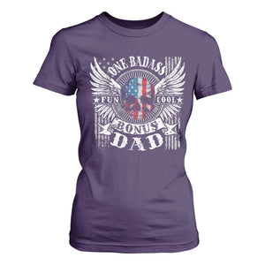 Funny One Badass Bonus Stepdad T Shirt For Women Bonus Dad Fathers Day American Flag Skull TS11 Purple Print Your Wear