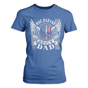 Funny One Badass Bonus Stepdad T Shirt For Women Bonus Dad Fathers Day American Flag Skull TS11 Royal Blue Print Your Wear