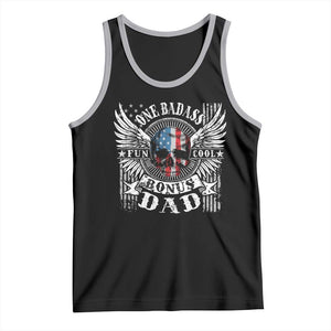 Funny One Badass Bonus Stepdad Tank Top Bonus Dad Fathers Day American Flag Skull TS11 Black Athletic Heather Print Your Wear