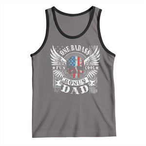 Funny One Badass Bonus Stepdad Tank Top Bonus Dad Fathers Day American Flag Skull TS11 Deep Heather Black Print Your Wear