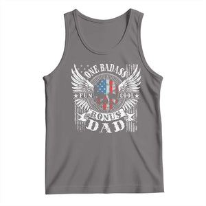 Funny One Badass Bonus Stepdad Tank Top Bonus Dad Fathers Day American Flag Skull TS11 Deep Heather Print Your Wear