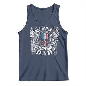 Funny One Badass Bonus Stepdad Tank Top Bonus Dad Fathers Day American Flag Skull TS11 Navy Print Your Wear