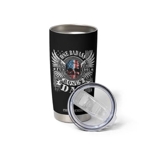 Funny One Badass Bonus Stepdad Tumbler Cup Bonus Dad Fathers Day American Flag Skull TS11 Print Your Wear
