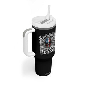 Funny One Badass Bonus Stepdad Tumbler With Handle Bonus Dad Fathers Day American Flag Skull TS11 Print Your Wear