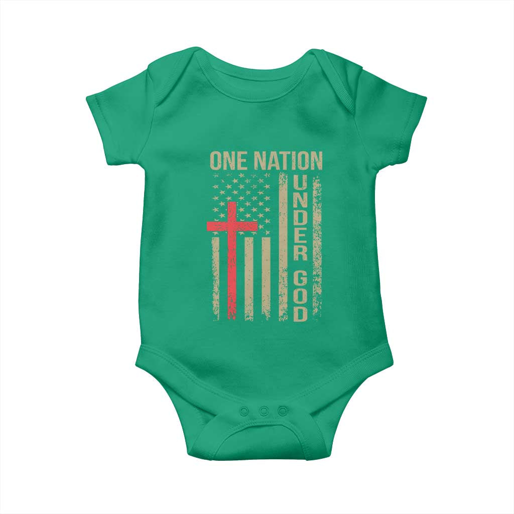 Funny One Nation Under God Baby Onesie 4th Of July Patriotic Christian American Flag TS11 Irish Green Print Your Wear