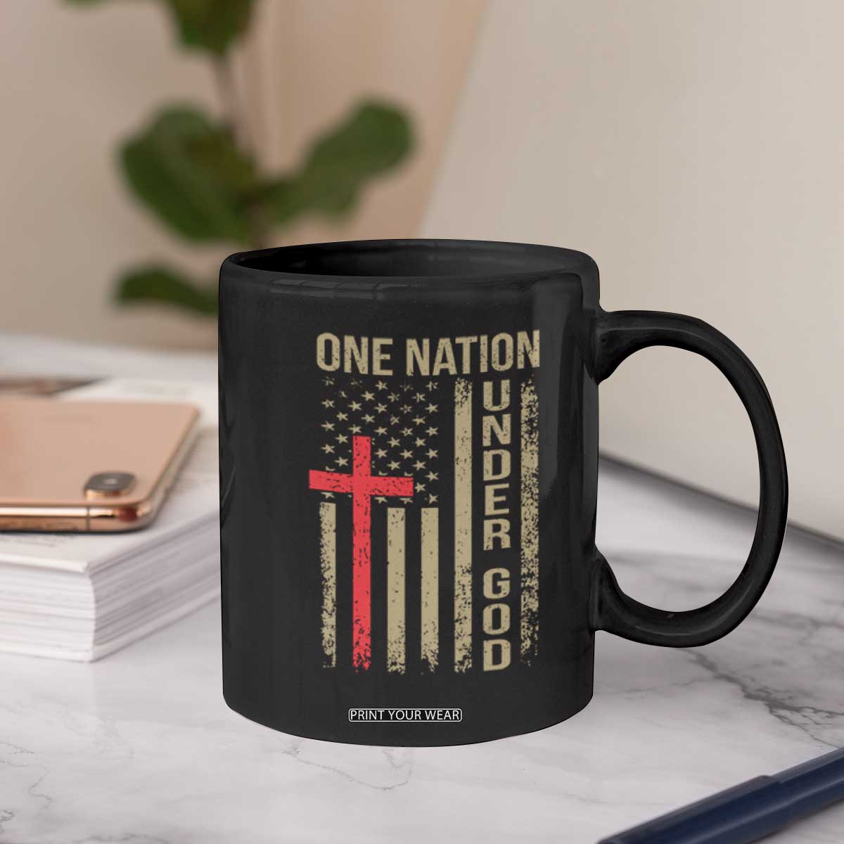 Funny One Nation Under God Coffee Mug 4th Of July Patriotic Christian American Flag TS11 Print Your Wear