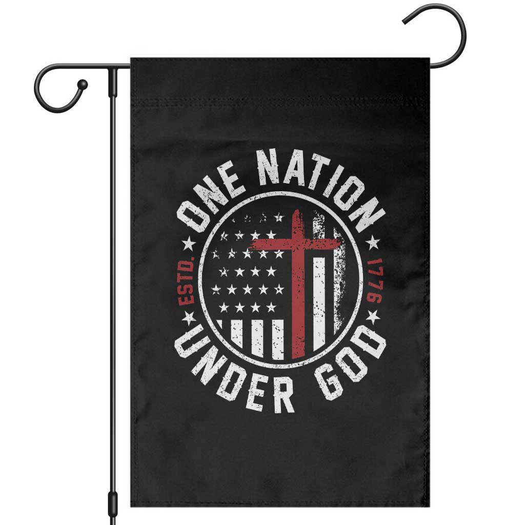 Funny One Nation Under God ESTD 1776 Garden Flag 4th Of July Patriotic Christian TS11 Black Print Your Wear