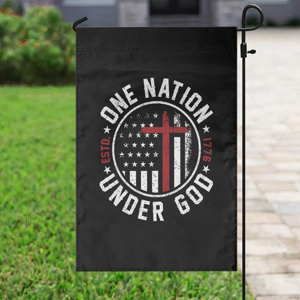 Funny One Nation Under God ESTD 1776 Garden Flag 4th Of July Patriotic Christian TS11 Print Your Wear