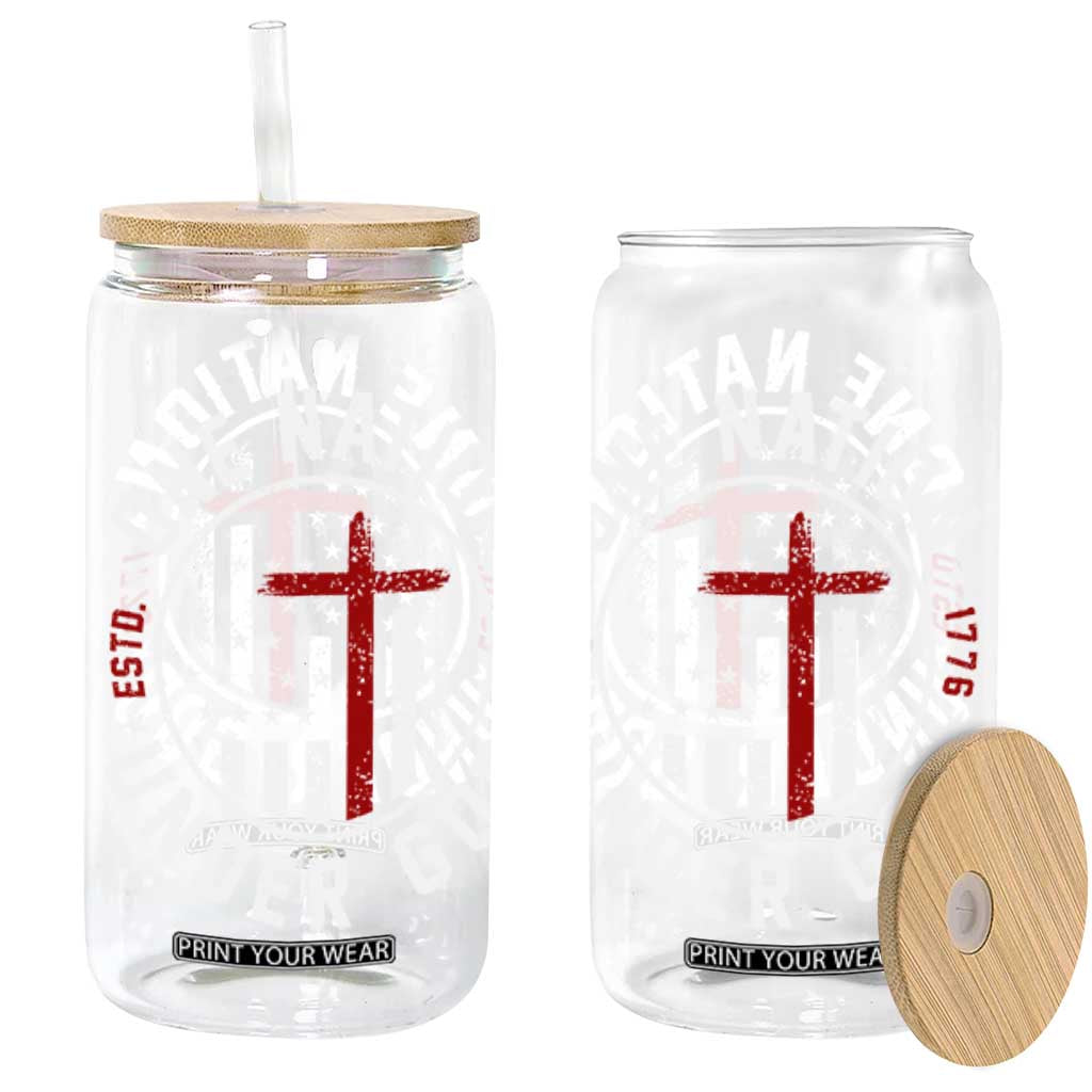 Funny One Nation Under God ESTD 1776 Glass Can 4th Of July Patriotic Christian TS11 Black Print Your Wear