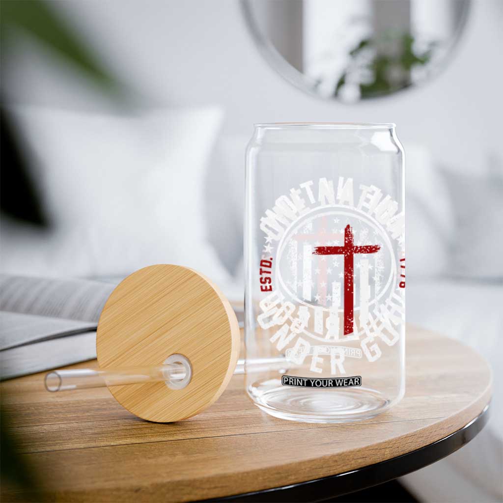 Funny One Nation Under God ESTD 1776 Glass Can 4th Of July Patriotic Christian TS11 Print Your Wear