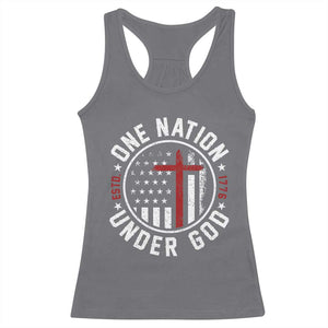 Funny One Nation Under God ESTD 1776 Racerback Tank Top 4th Of July Patriotic Christian TS11 Charcoal Print Your Wear