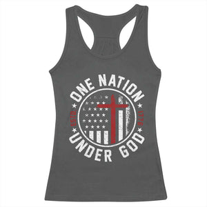 Funny One Nation Under God ESTD 1776 Racerback Tank Top 4th Of July Patriotic Christian TS11 Dark Heather Print Your Wear