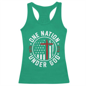 Funny One Nation Under God ESTD 1776 Racerback Tank Top 4th Of July Patriotic Christian TS11 Irish Green Print Your Wear