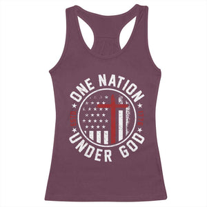 Funny One Nation Under God ESTD 1776 Racerback Tank Top 4th Of July Patriotic Christian TS11 Maroon Print Your Wear