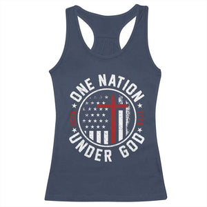 Funny One Nation Under God ESTD 1776 Racerback Tank Top 4th Of July Patriotic Christian TS11 Navy Print Your Wear