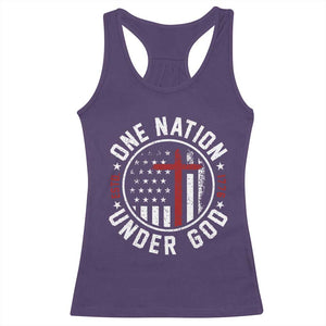 Funny One Nation Under God ESTD 1776 Racerback Tank Top 4th Of July Patriotic Christian TS11 Purple Print Your Wear