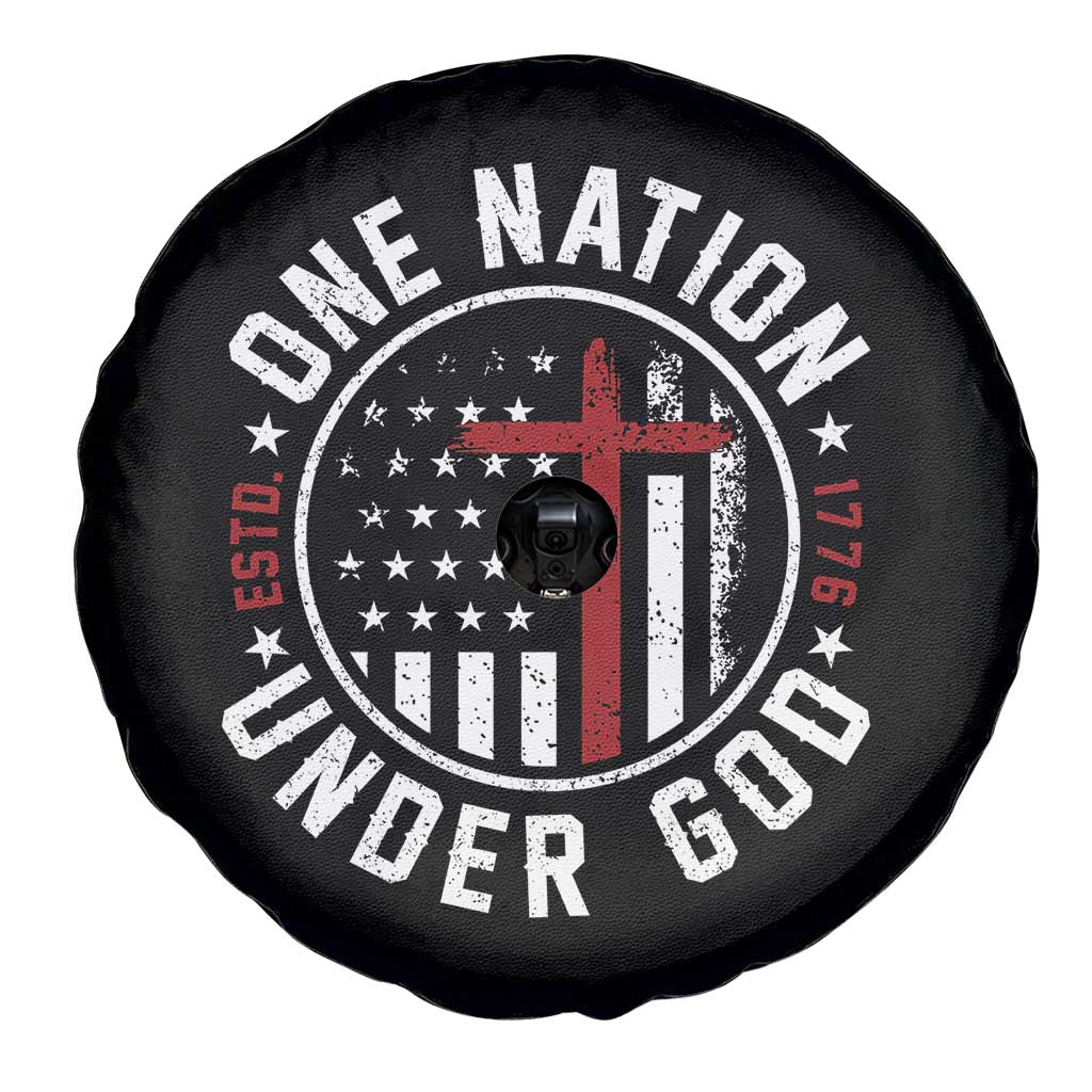 Funny One Nation Under God ESTD 1776 Spare Tire Cover 4th Of July Patriotic Christian TS11 Print Your Wear