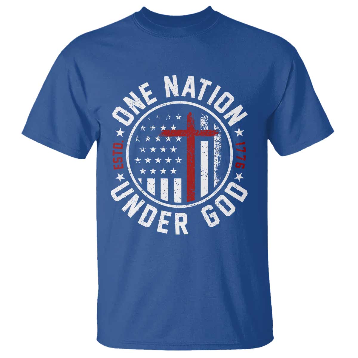 Funny One Nation Under God ESTD 1776 T Shirt 4th Of July Patriotic Christian TS11 Royal Blue Print Your Wear