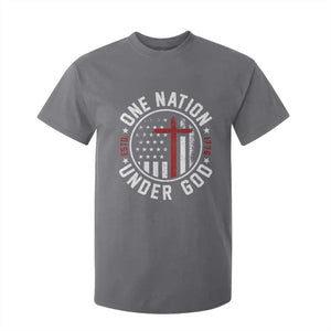 Funny One Nation Under God ESTD 1776 T Shirt For Kid 4th Of July Patriotic Christian TS11 Charcoal Print Your Wear