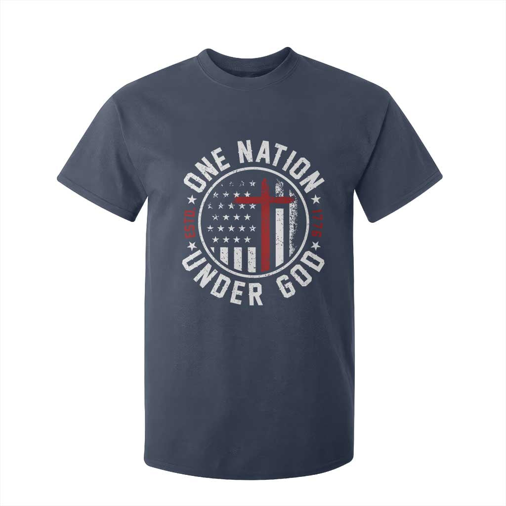 Funny One Nation Under God ESTD 1776 T Shirt For Kid 4th Of July Patriotic Christian TS11 Navy Print Your Wear