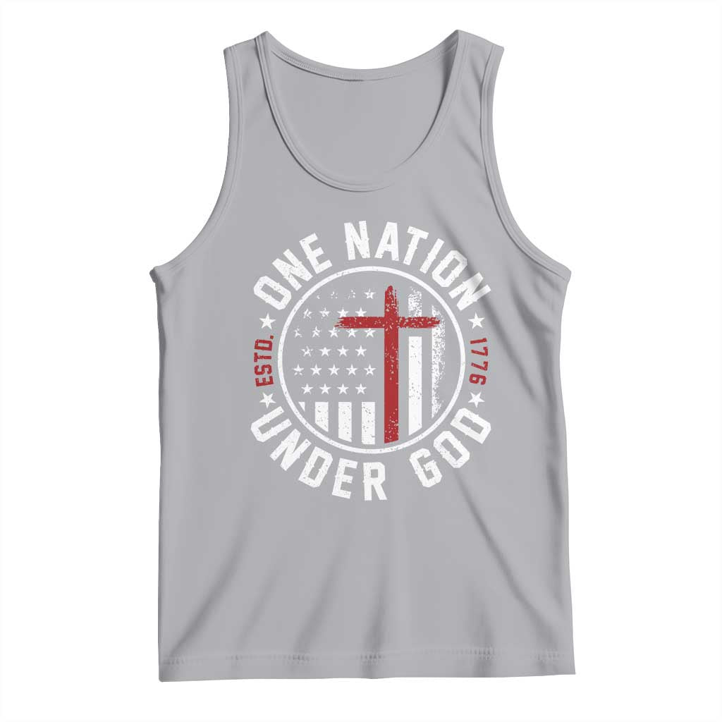 Funny One Nation Under God ESTD 1776 Tank Top 4th Of July Patriotic Christian TS11 Athletic Heather Print Your Wear