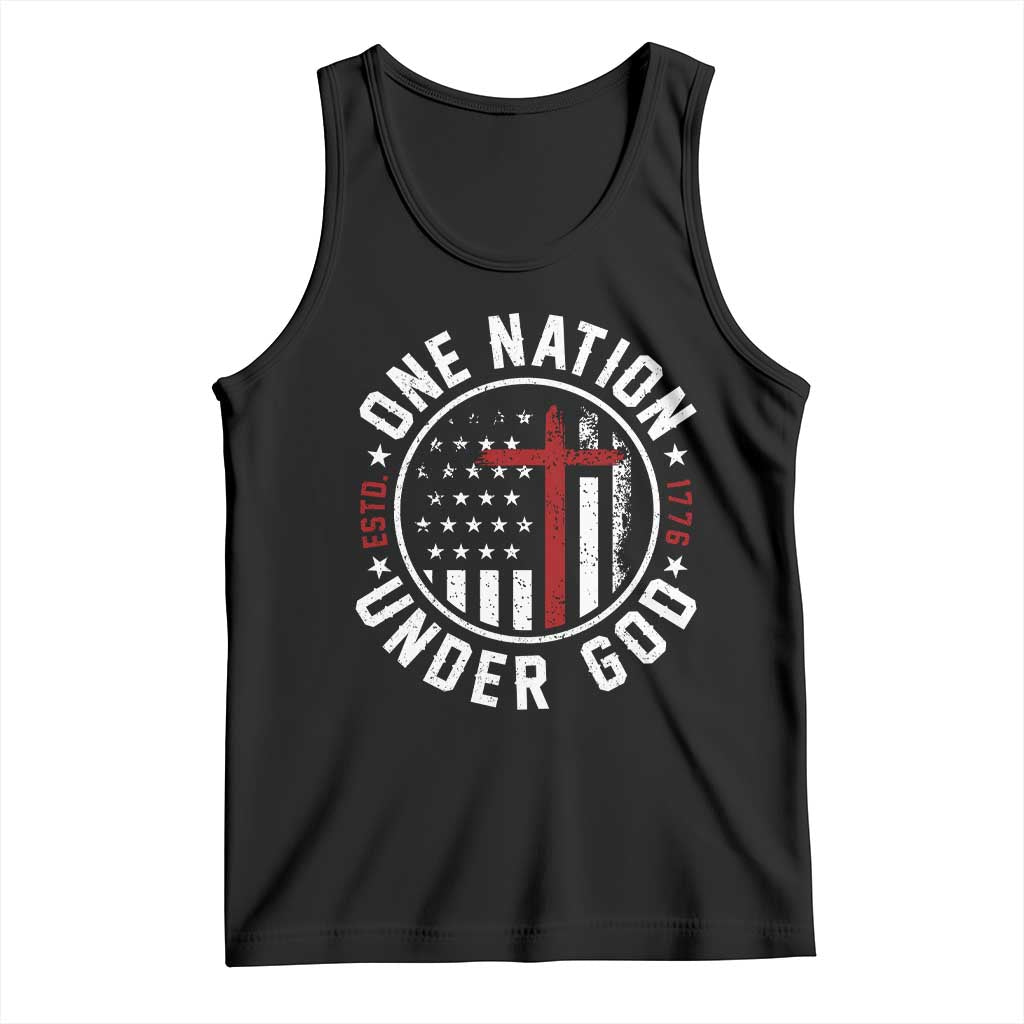 Funny One Nation Under God ESTD 1776 Tank Top 4th Of July Patriotic Christian TS11 Black Print Your Wear