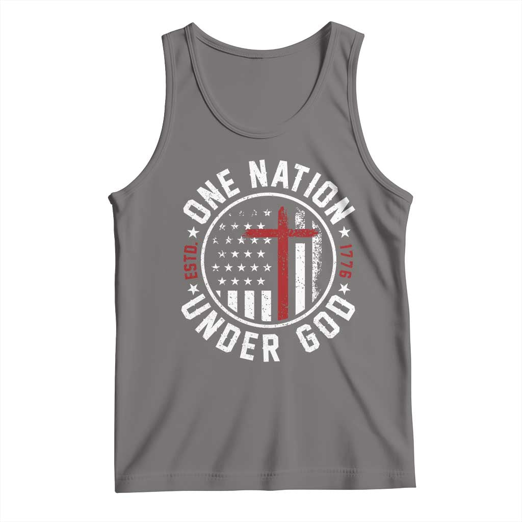 Funny One Nation Under God ESTD 1776 Tank Top 4th Of July Patriotic Christian TS11 Deep Heather Print Your Wear