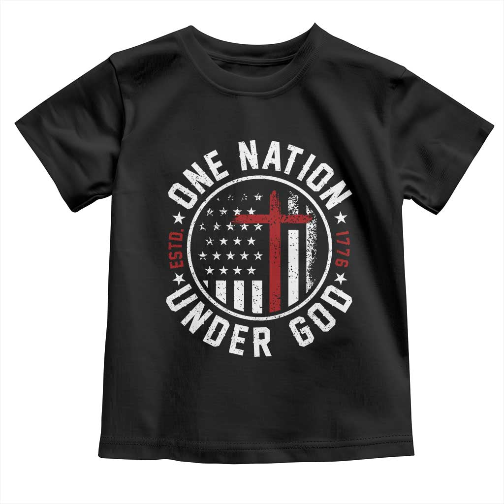 Funny One Nation Under God ESTD 1776 Toddler T Shirt 4th Of July Patriotic Christian TS11 Black Print Your Wear