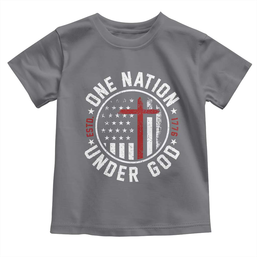 Funny One Nation Under God ESTD 1776 Toddler T Shirt 4th Of July Patriotic Christian TS11 Charcoal Print Your Wear
