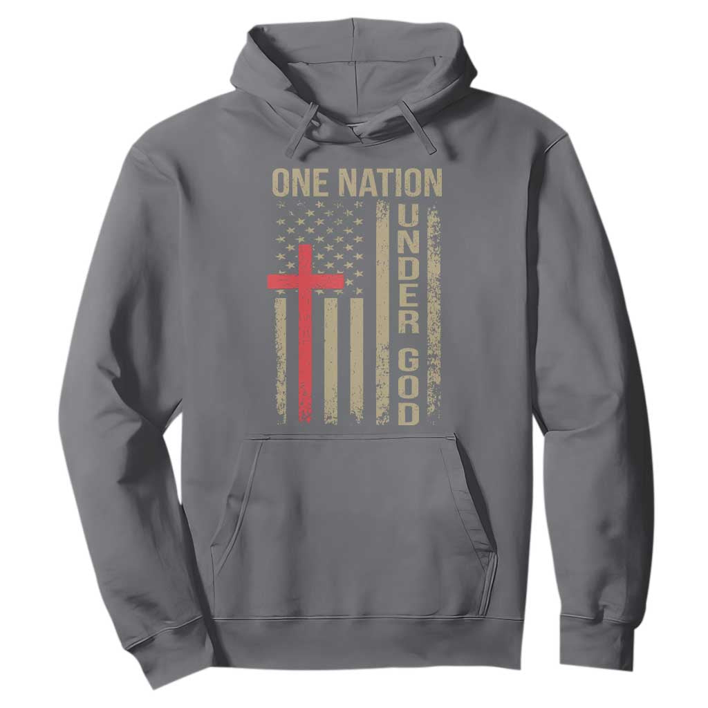 Funny One Nation Under God Hoodie 4th Of July Patriotic Christian American Flag TS11 Charcoal Print Your Wear