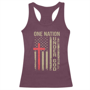Funny One Nation Under God Racerback Tank Top 4th Of July Patriotic Christian American Flag TS11 Maroon Print Your Wear