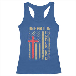 Funny One Nation Under God Racerback Tank Top 4th Of July Patriotic Christian American Flag TS11 Royal Blue Print Your Wear