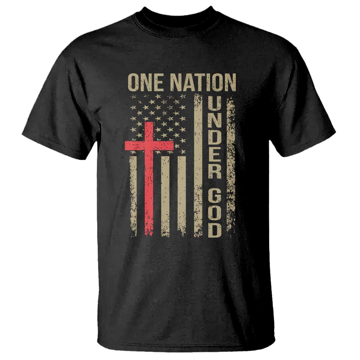 Funny One Nation Under God T Shirt 4th Of July Patriotic Christian American Flag TS11 Black Print Your Wear