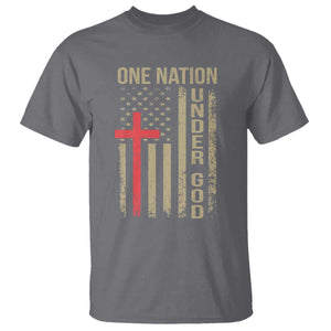 Funny One Nation Under God T Shirt 4th Of July Patriotic Christian American Flag TS11 Charcoal Print Your Wear