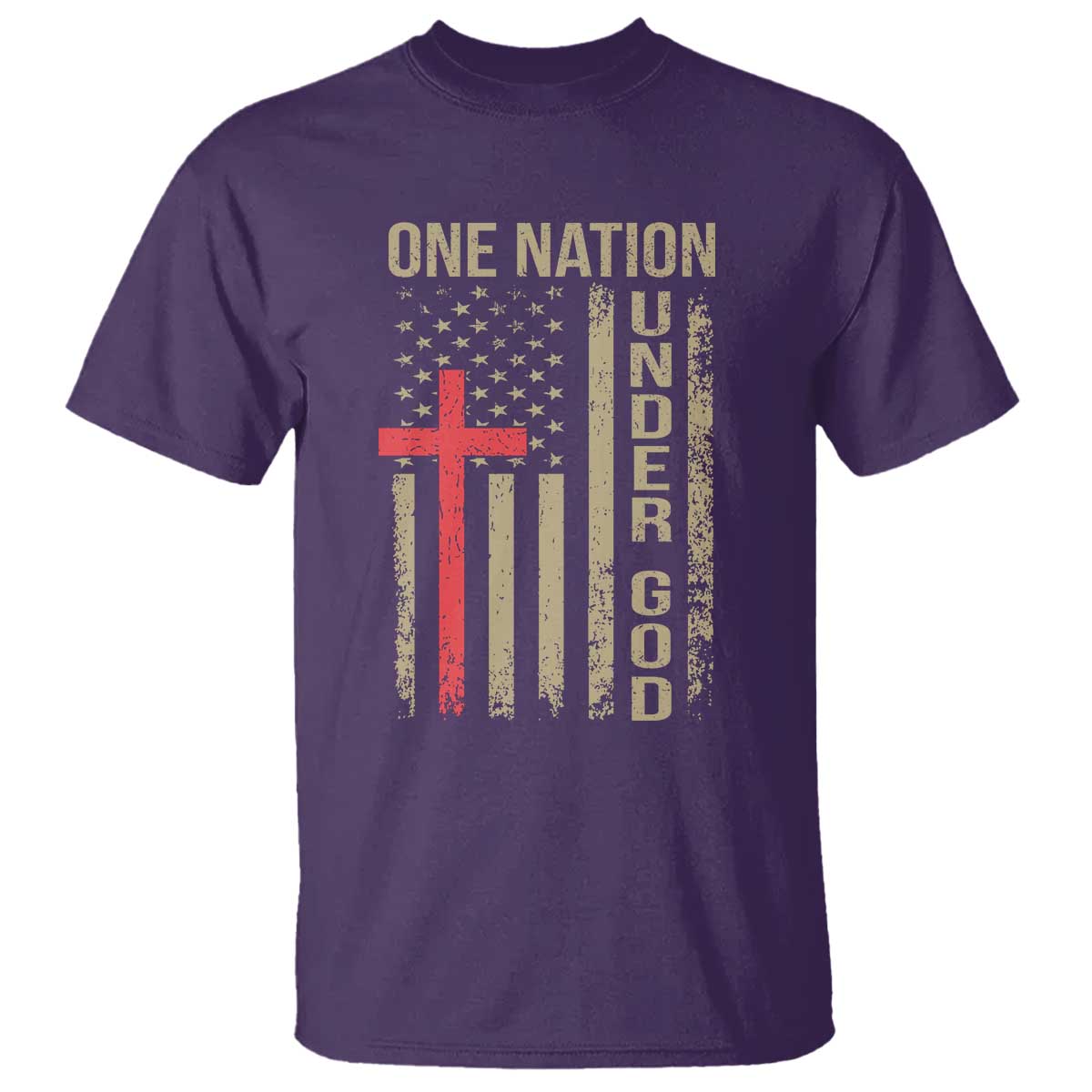 Funny One Nation Under God T Shirt 4th Of July Patriotic Christian American Flag TS11 Purple Print Your Wear