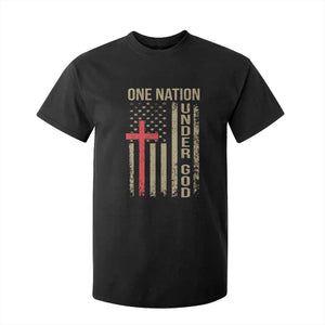 Funny One Nation Under God T Shirt For Kid 4th Of July Patriotic Christian American Flag TS11 Black Print Your Wear