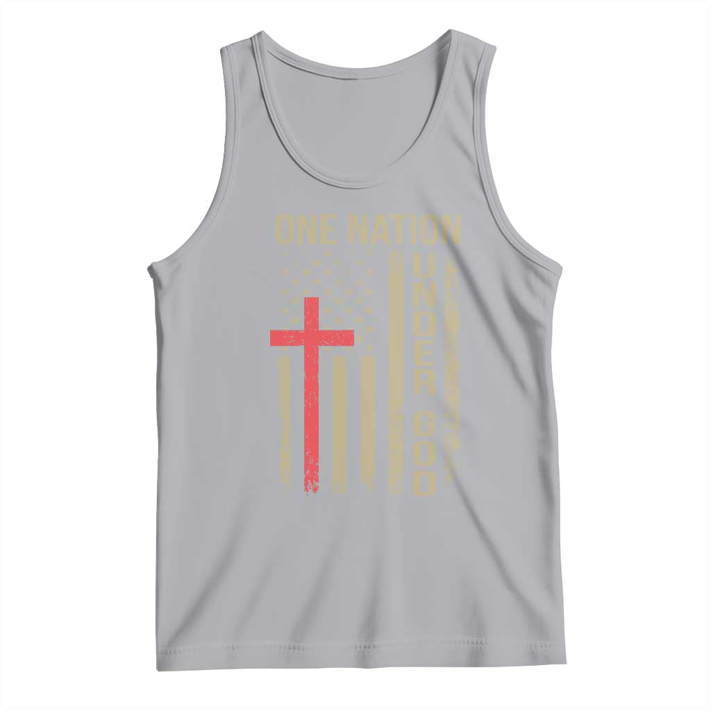 Funny One Nation Under God Tank Top 4th Of July Patriotic Christian American Flag TS11 Athletic Heather Print Your Wear