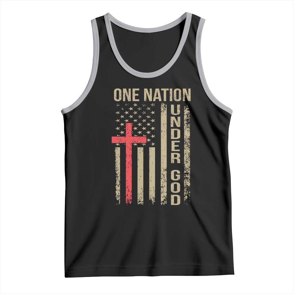 Funny One Nation Under God Tank Top 4th Of July Patriotic Christian American Flag TS11 Black Athletic Heather Print Your Wear