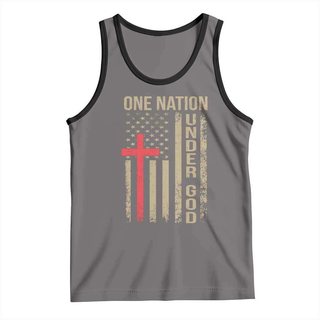 Funny One Nation Under God Tank Top 4th Of July Patriotic Christian American Flag TS11 Deep Heather Black Print Your Wear