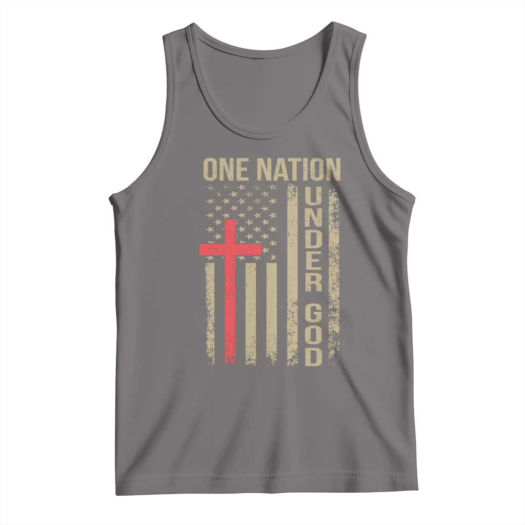 Funny One Nation Under God Tank Top 4th Of July Patriotic Christian American Flag TS11 Deep Heather Print Your Wear