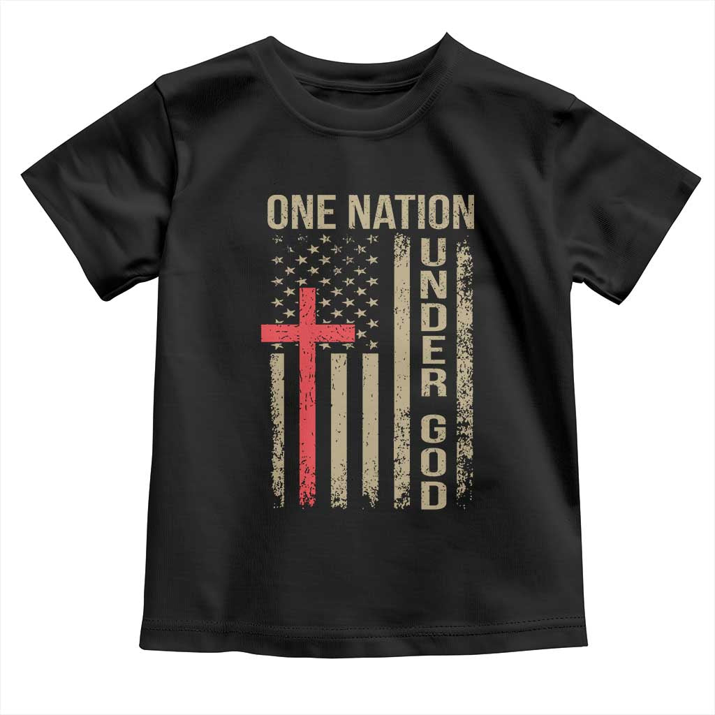 Funny One Nation Under God Toddler T Shirt 4th Of July Patriotic Christian American Flag TS11 Black Print Your Wear