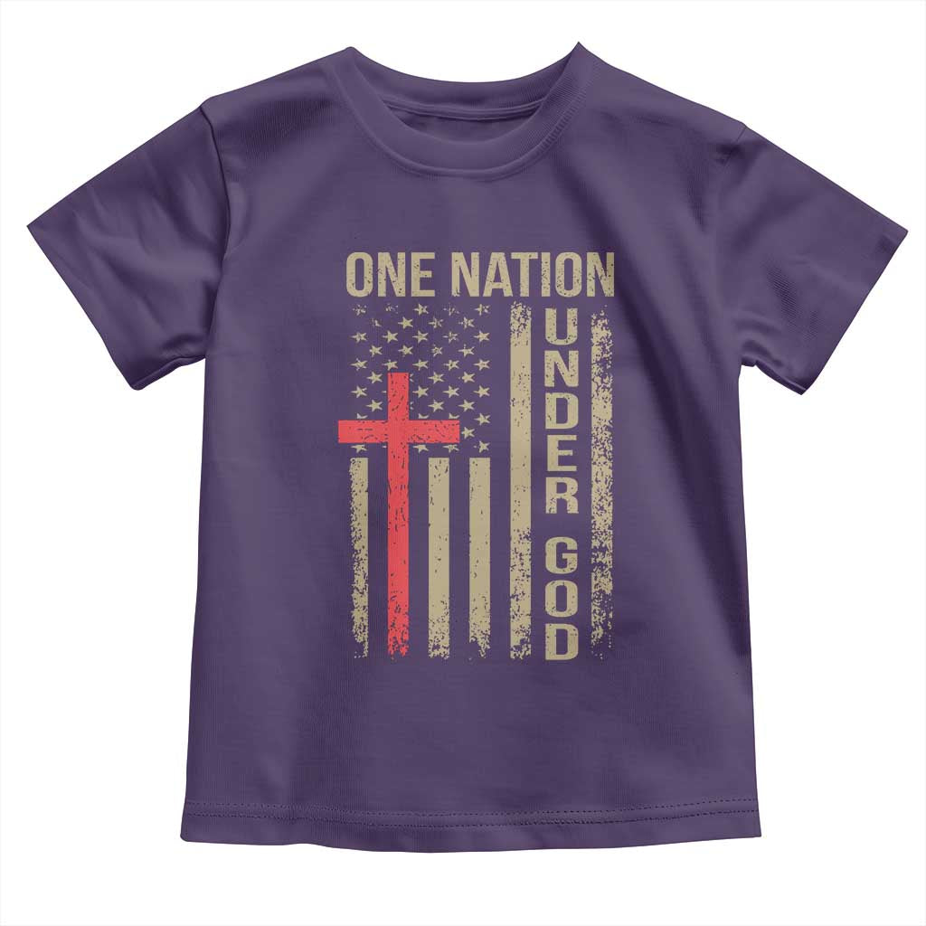 Funny One Nation Under God Toddler T Shirt 4th Of July Patriotic Christian American Flag TS11 Purple Print Your Wear