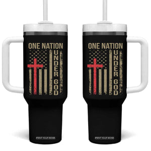 Funny One Nation Under God Tumbler With Handle 4th Of July Patriotic Christian American Flag TS11 One Size: 40 oz Black Print Your Wear