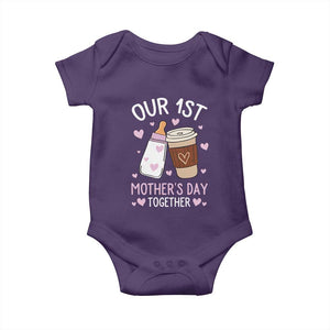 Funny Our First Mother's Day Together Baby Onesie Mom And Baby Matching Milk Coffee TS11 Purple Print Your Wear