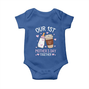 Funny Our First Mother's Day Together Baby Onesie Mom And Baby Matching Milk Coffee TS11 Royal Blue Print Your Wear