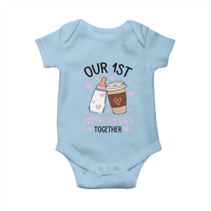 Funny Our First Mother's Day Together Baby Onesie Mom And Baby Matching TS11 Light Blue Print Your Wear