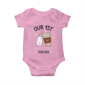 Funny Our First Mother's Day Together Baby Onesie Mom And Baby Matching TS11 Light Pink Print Your Wear
