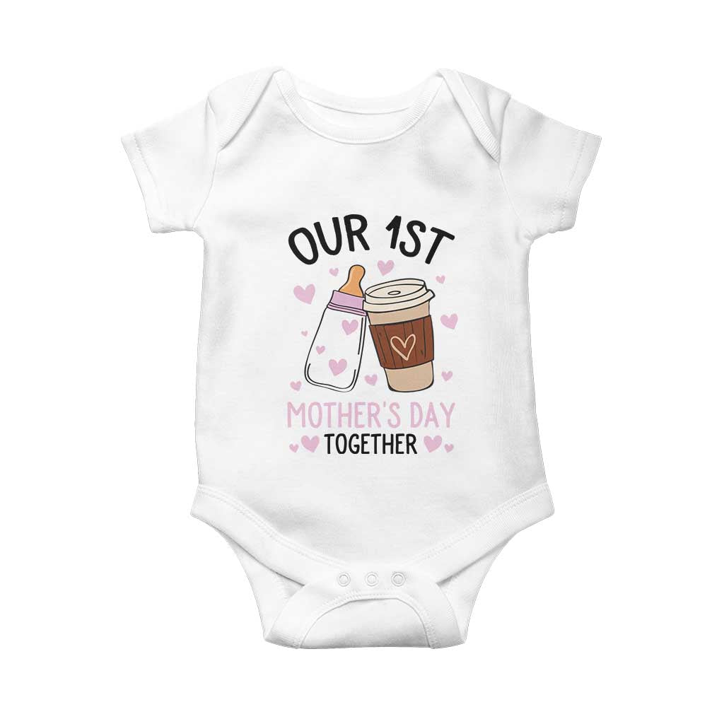 Funny Our First Mother's Day Together Baby Onesie Mom And Baby Matching TS11 White Print Your Wear