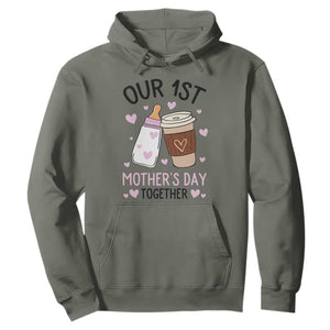 Funny Our First Mother's Day Together Hoodie Mom And Baby Matching TS11 Military Green Print Your Wear